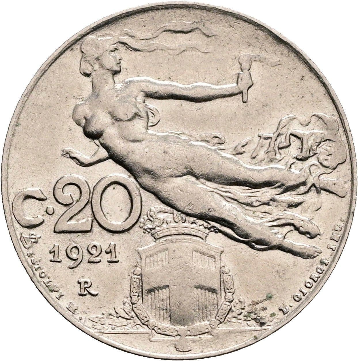 20 Centesimi Vittorio Emanuele III. 1900-1946 1921 – Rückseite