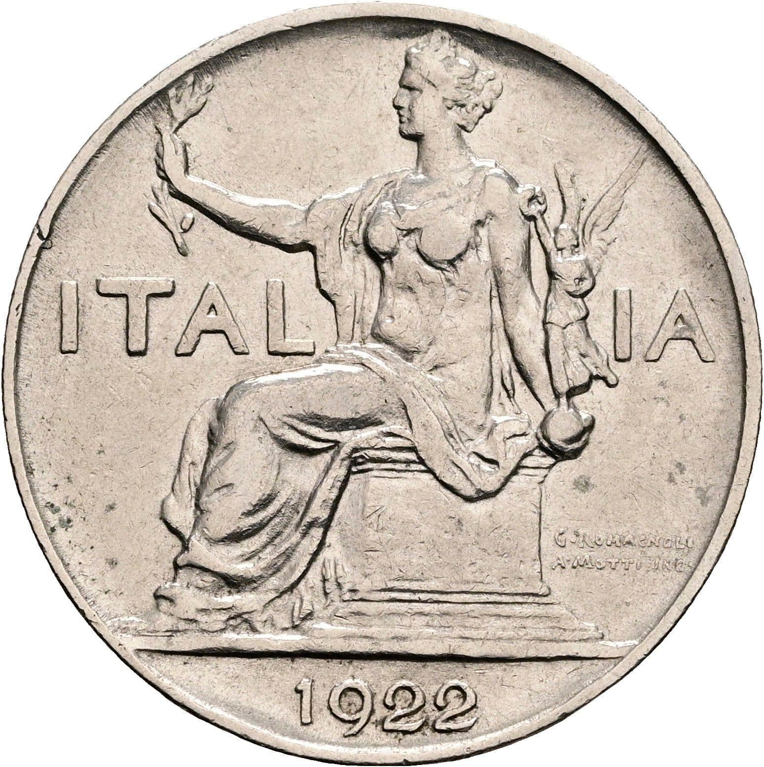1 Lira Vittorio Emanuele III. 1900-1946 1922 – Rückseite