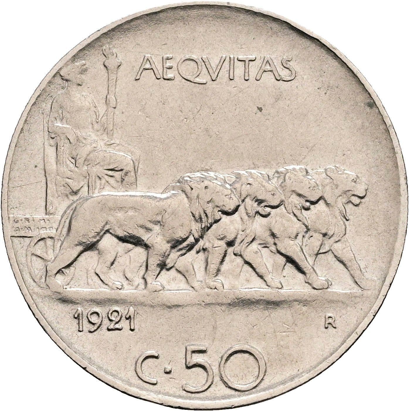 50 Centesimi Vittorio Emanuele III. 1900-1946 1921 – Rückseite