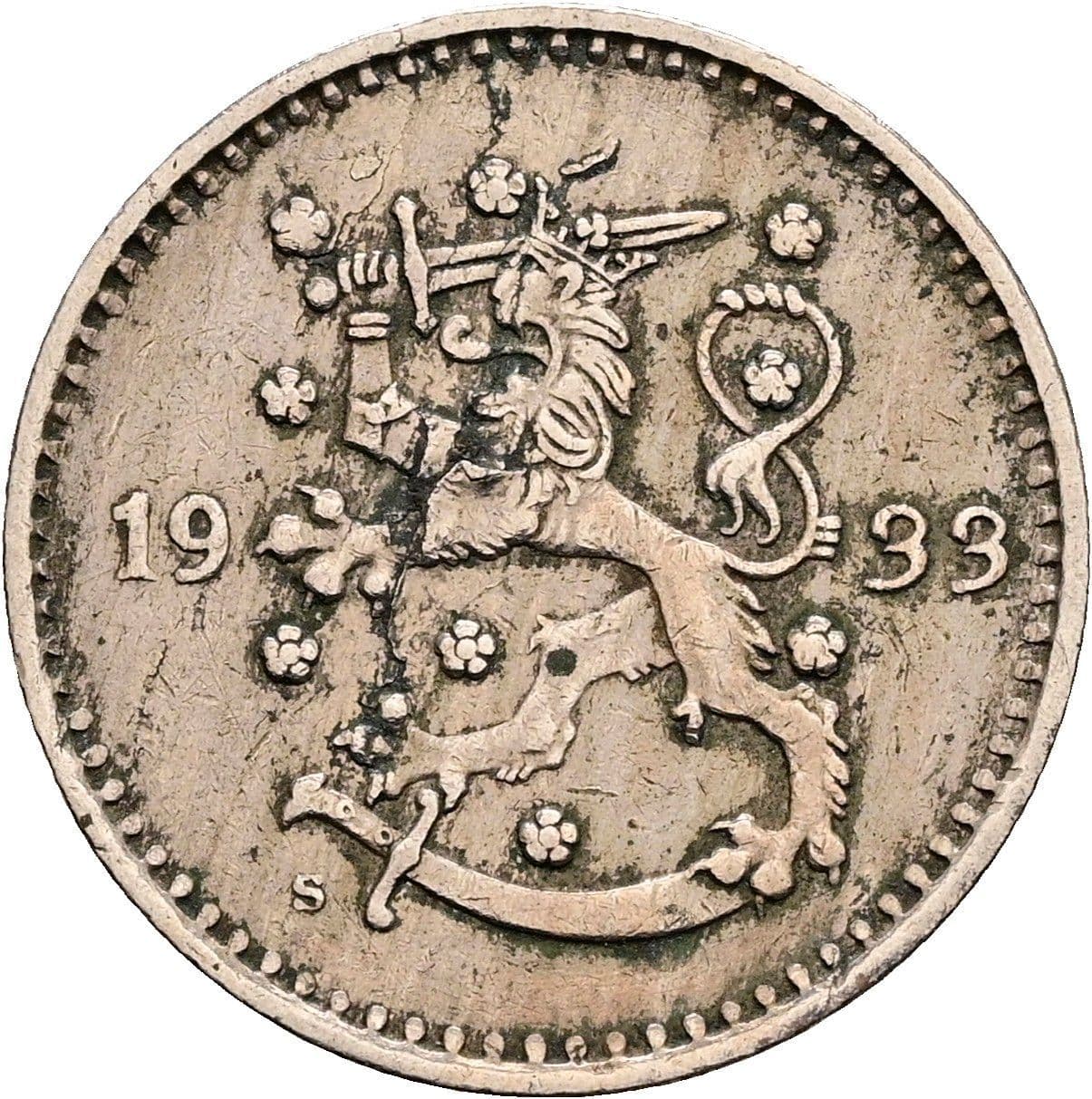 1 Markka 1933 S – Rückseite