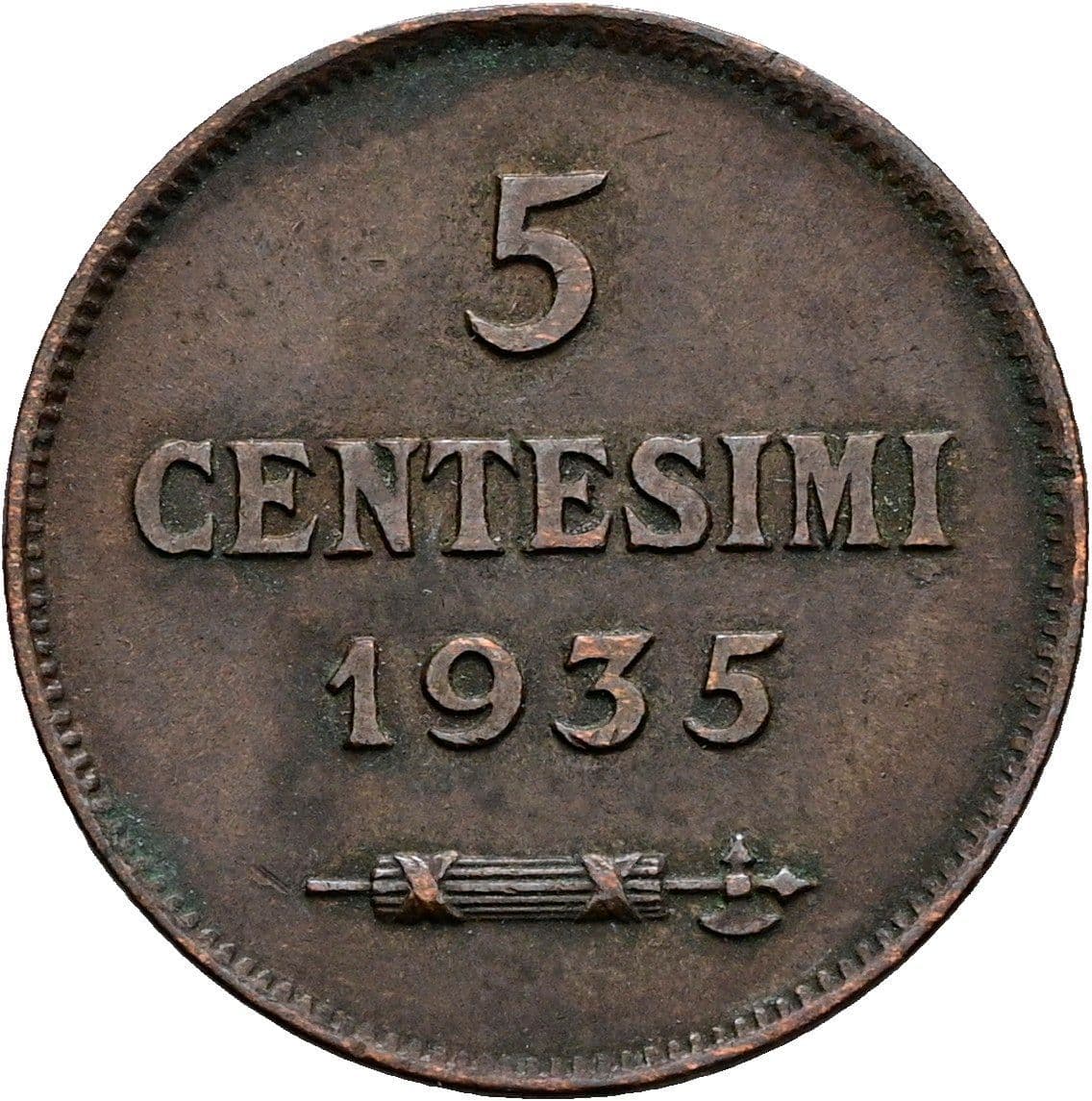 5 Centesimi 1935 – Vorderseite