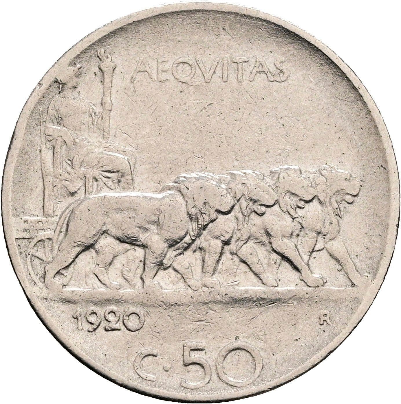 50 Centesimi Vittorio Emanuele III. 1900-1946 1920 – Rückseite