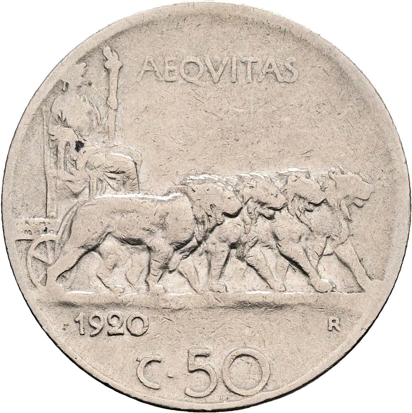 50 Centesimi Vittorio Emanuele III. 1900-1946 1920 – Rückseite
