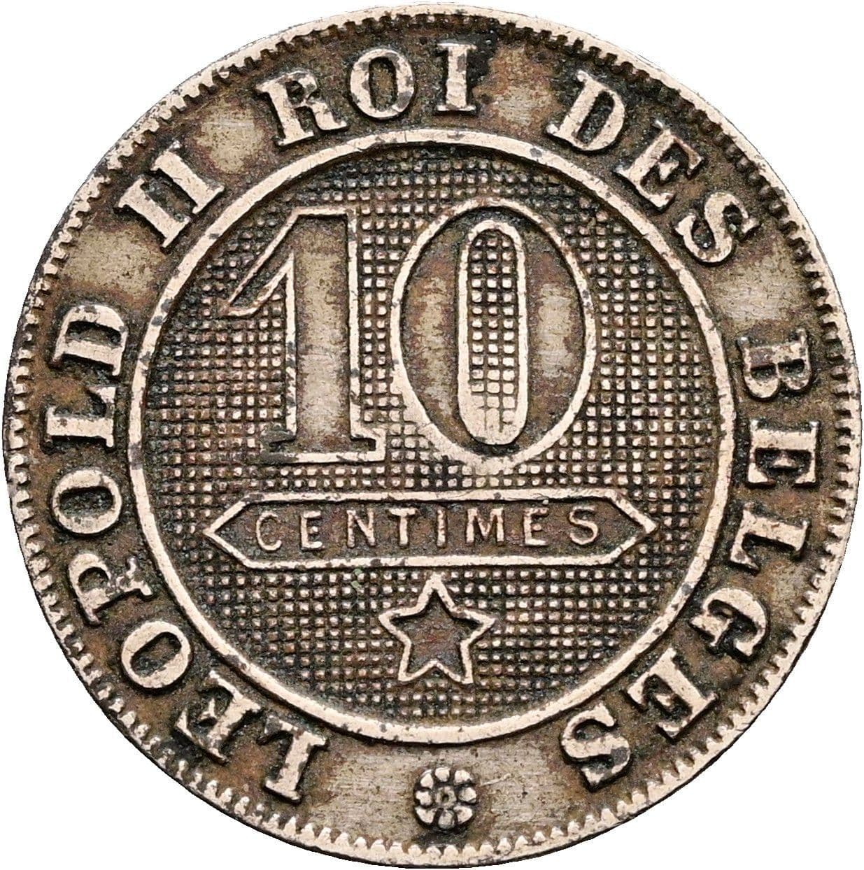 10 Centimes Leopold II. 1865-1909 1894 – Vorderseite