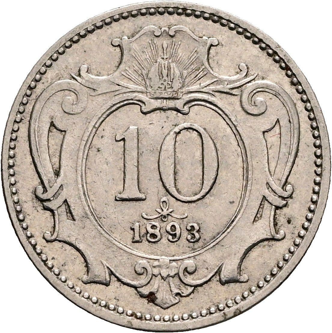 10 Heller Franz Joseph I. 1848-1916 1893 – Vorderseite