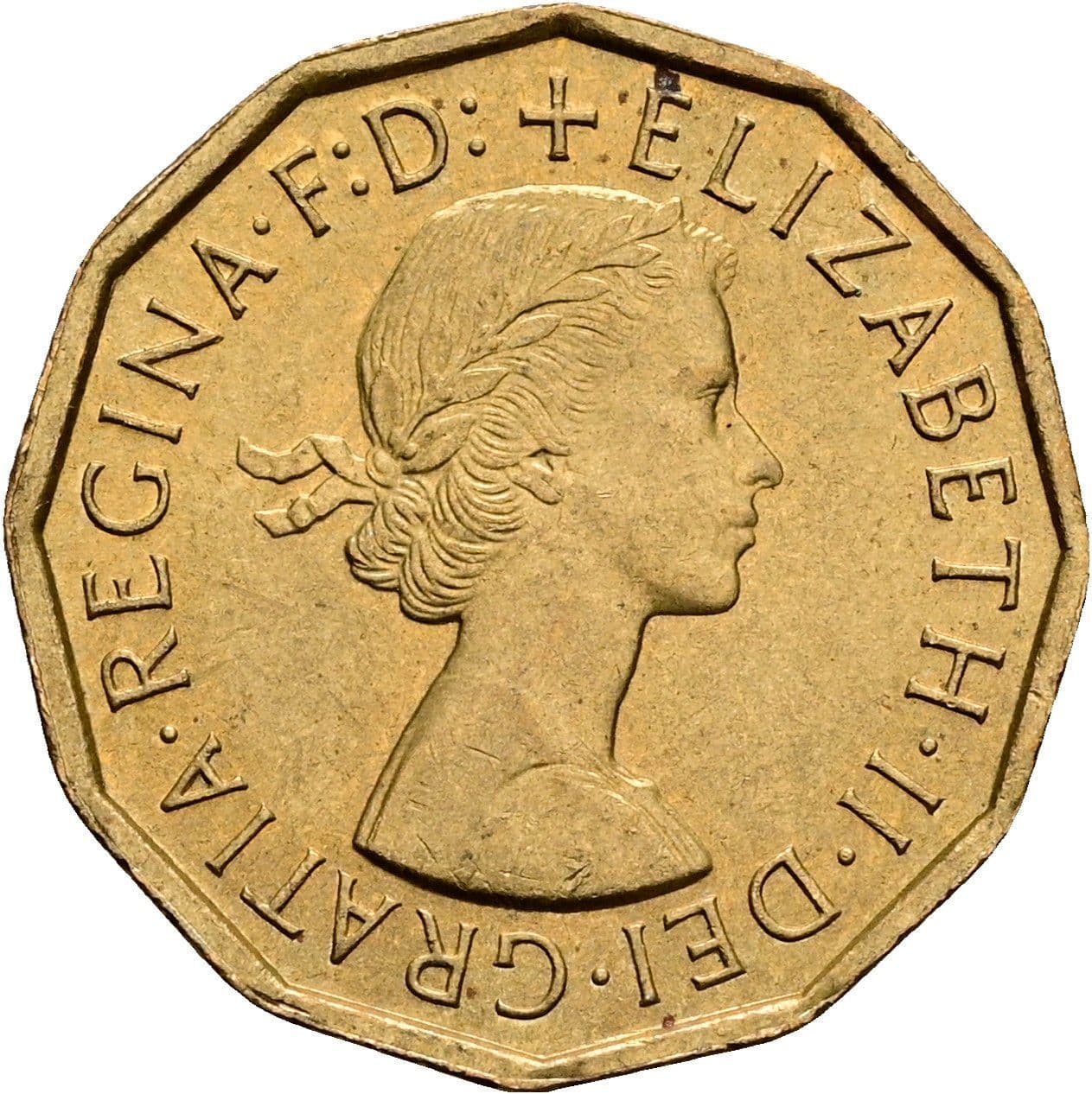 3 Pence Elisabeth II. 1952-2022 1967 – Vorderseite