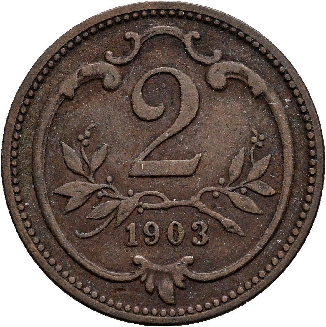 2 Heller Franz Joseph I. 1848-1916 1903 – Vorderseite
