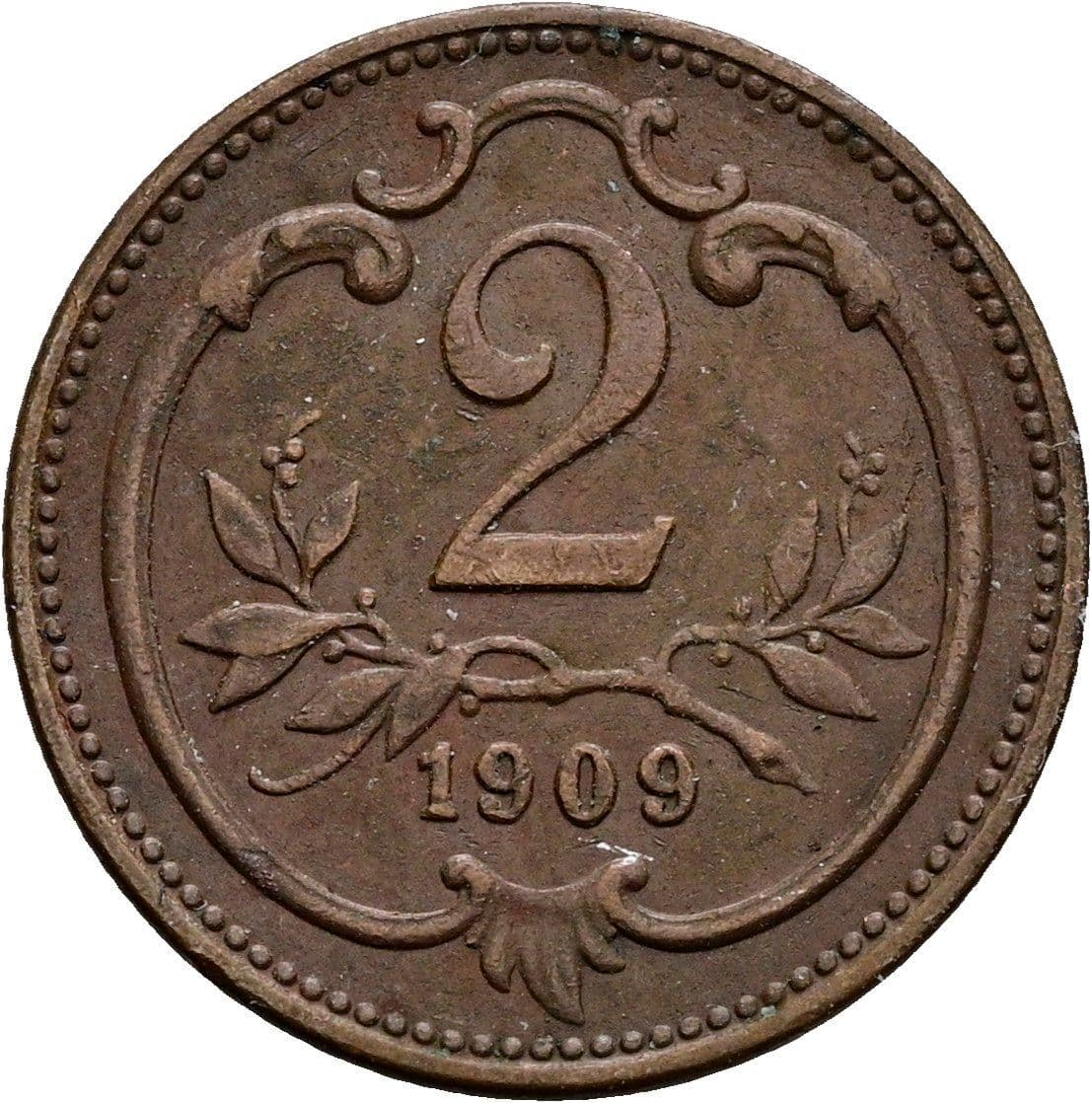 2 Heller Franz Joseph I. 1848-1916 1909 – Vorderseite