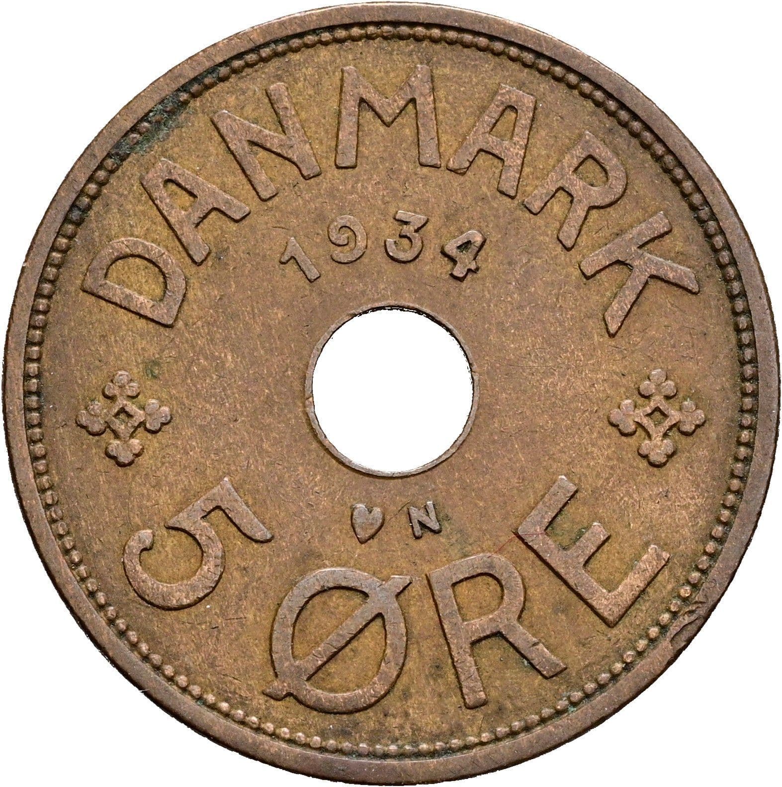 5 Öre Christian X. 1912-1947 1934 – Vorderseite