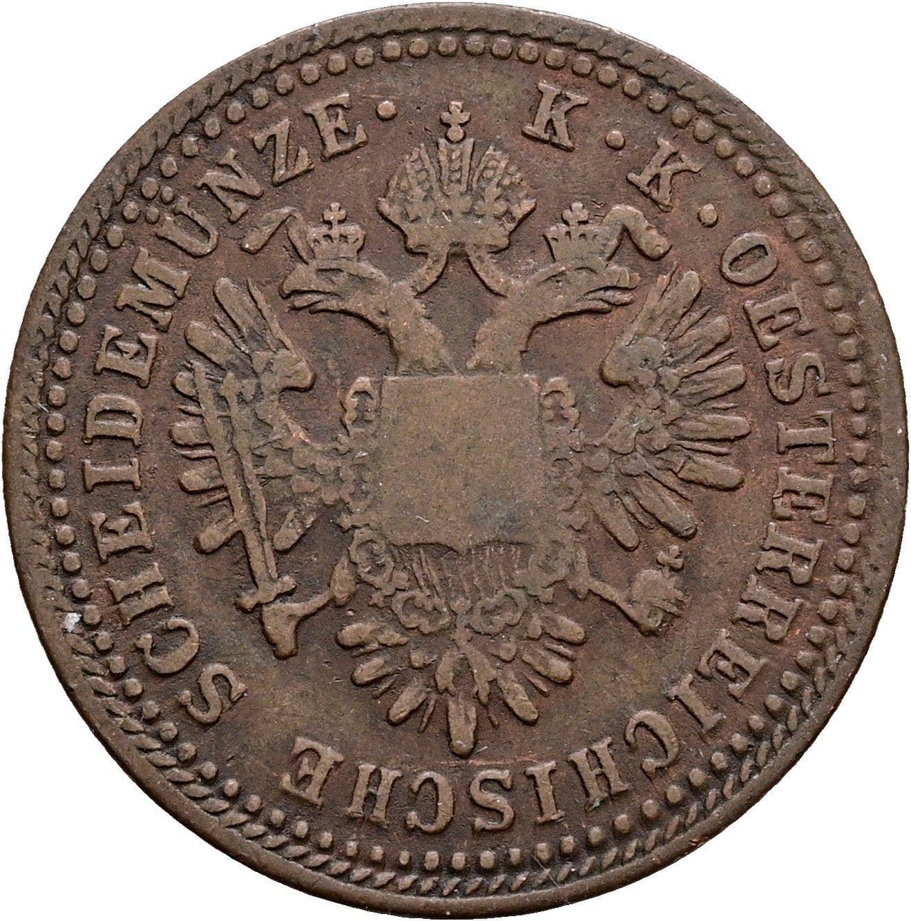 1 Kreuzer Franz Joseph I. 1848-1916 1851 E – Rückseite
