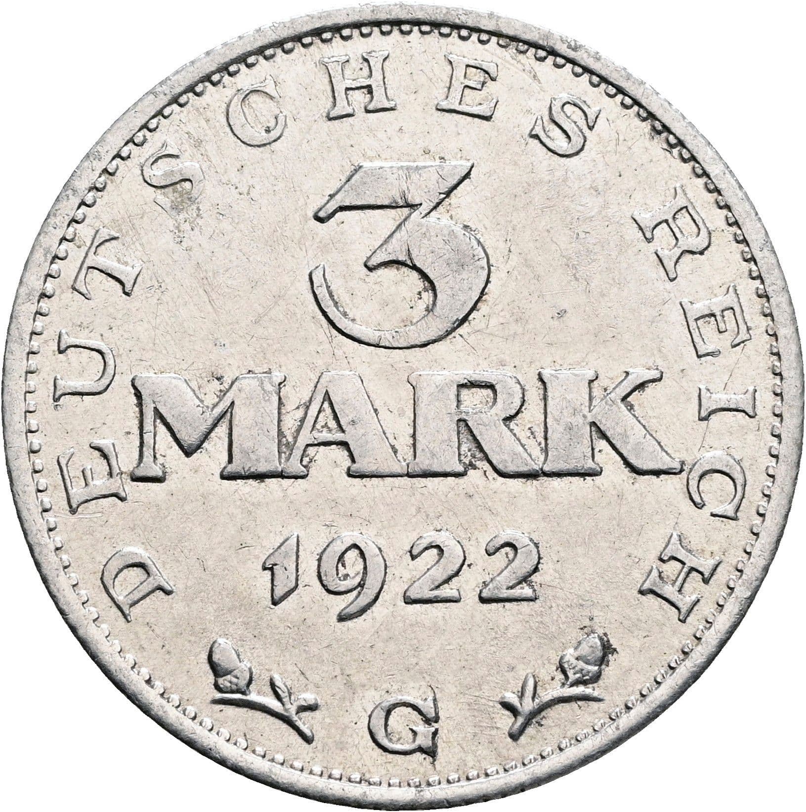 3 Mark 1922 G – Vorderseite