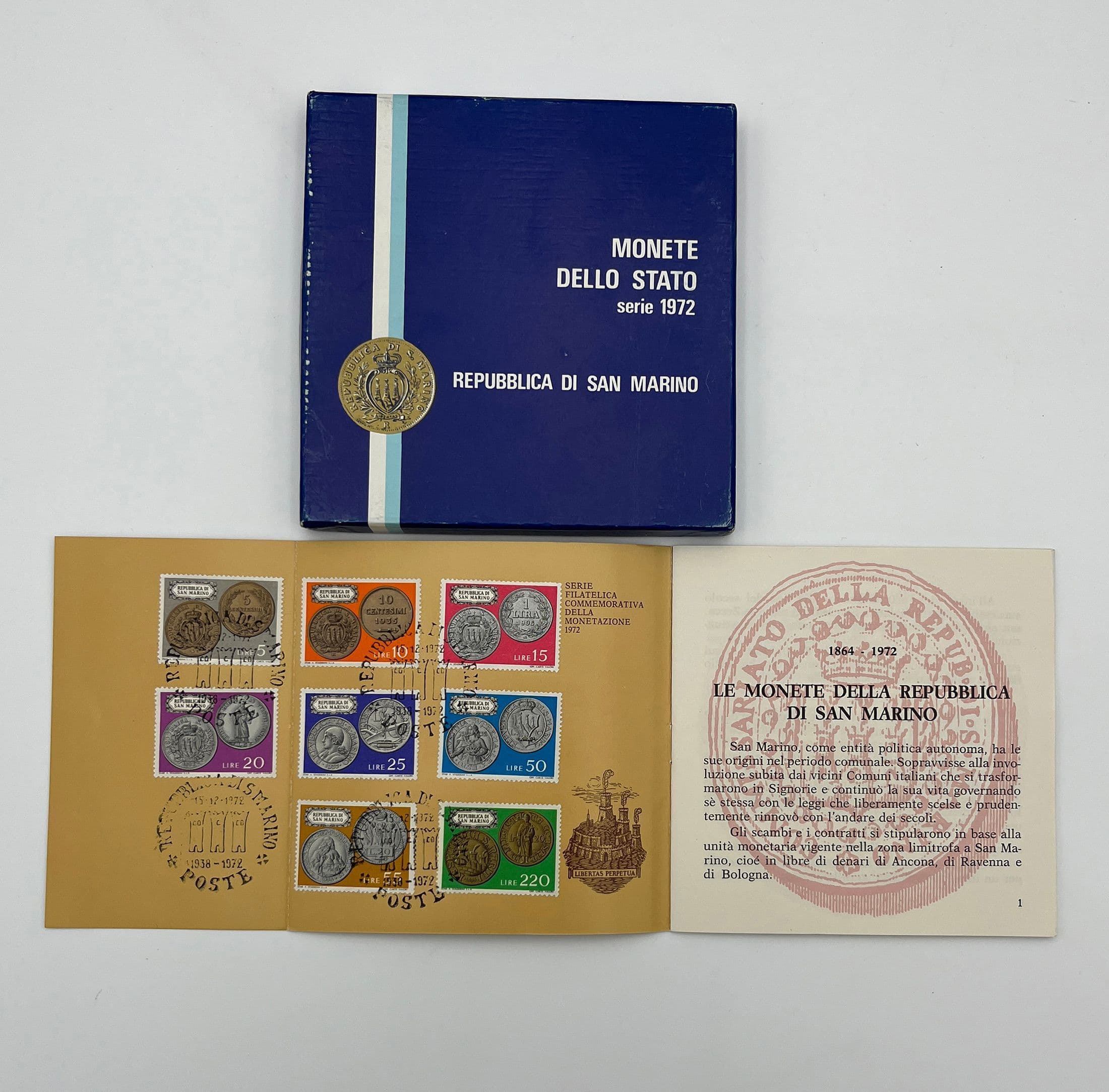 offizieller Kursmünzensatz (1 Lira - 500 Lire) 1972 – Vorderseite