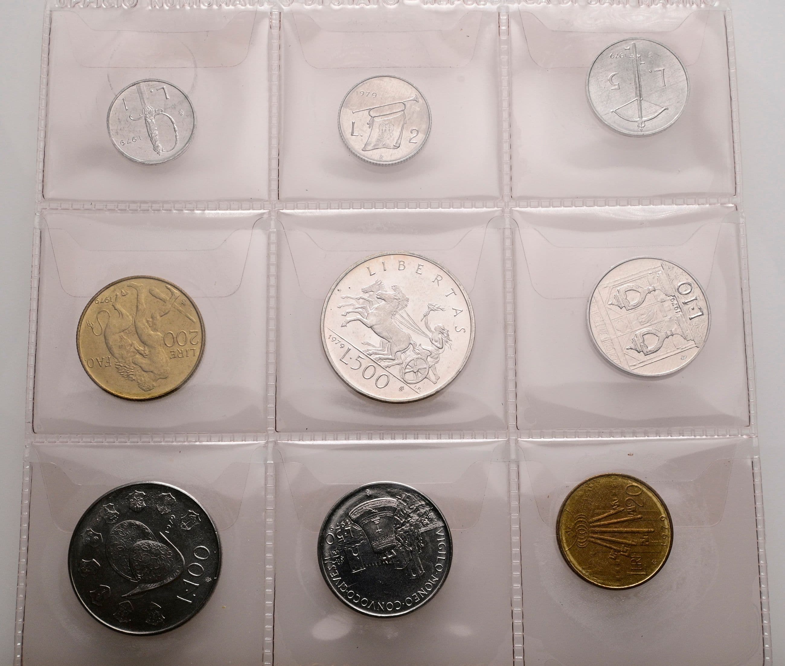 offizieller Kursmünzensatz (1 Lira - 500 Lire)