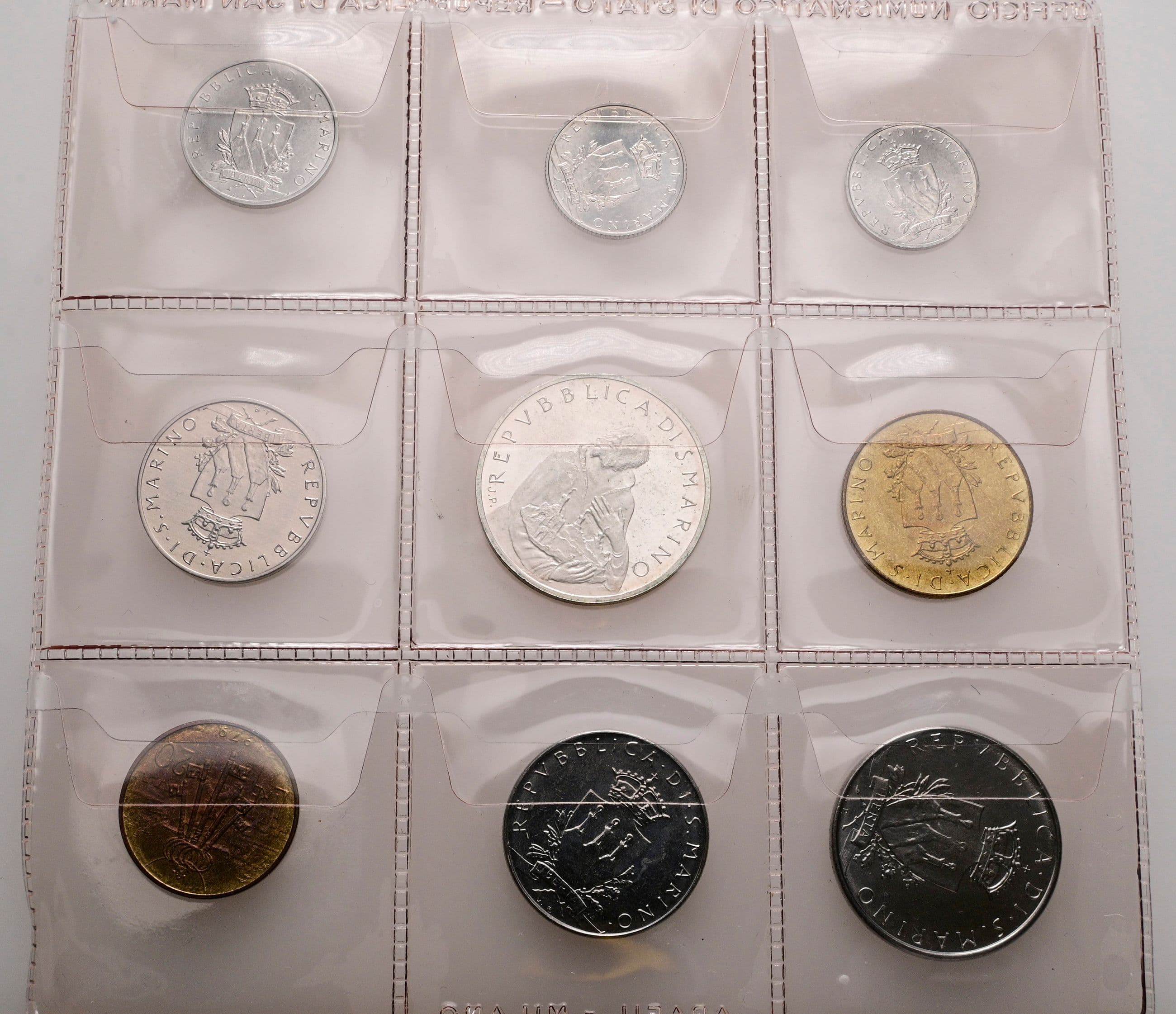 offizieller Kursmünzensatz (1 Lira - 500 Lire) 1979 – Rückseite