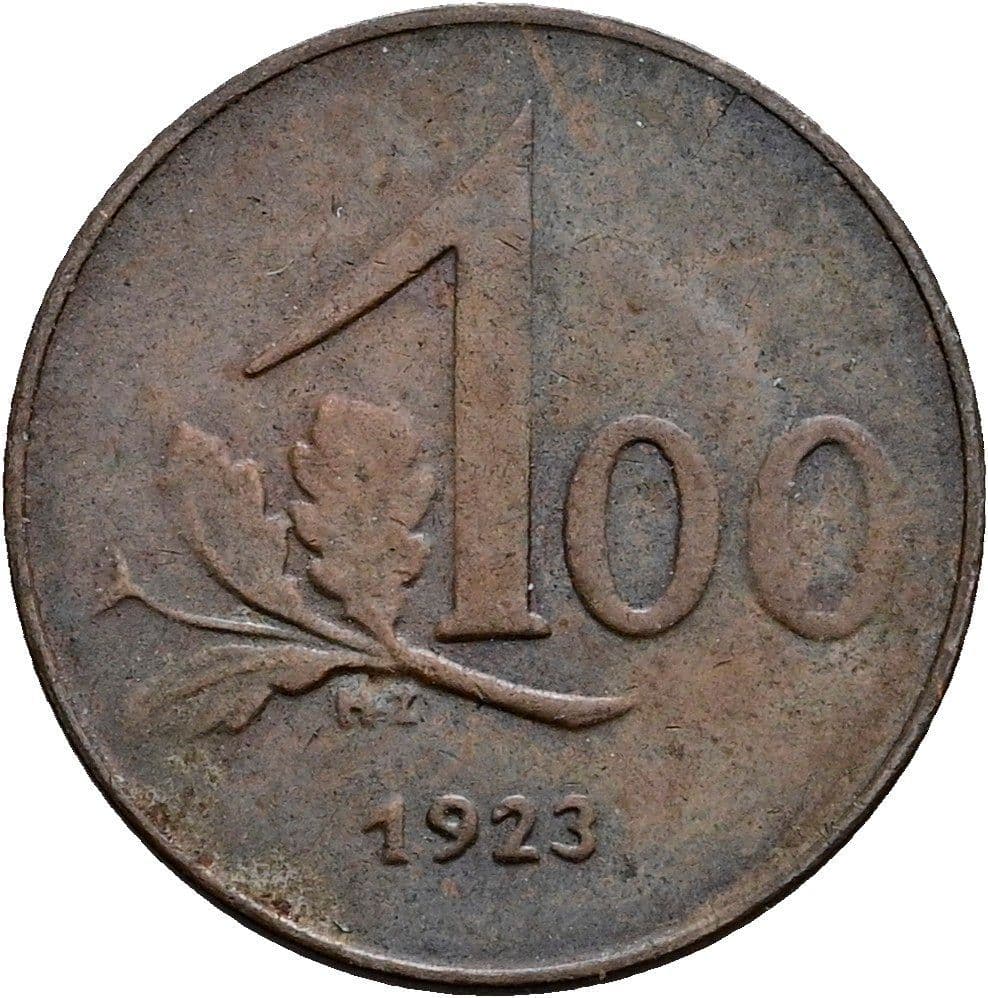 100 Kronen (= 1 Groschen) 1923 – Vorderseite