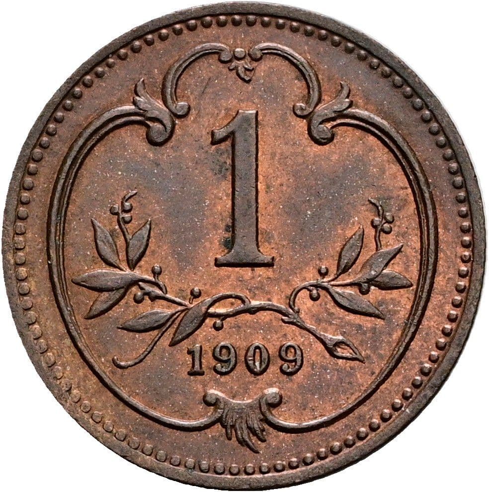 1 Heller Franz Joseph I. 1848-1916 1909 – Vorderseite