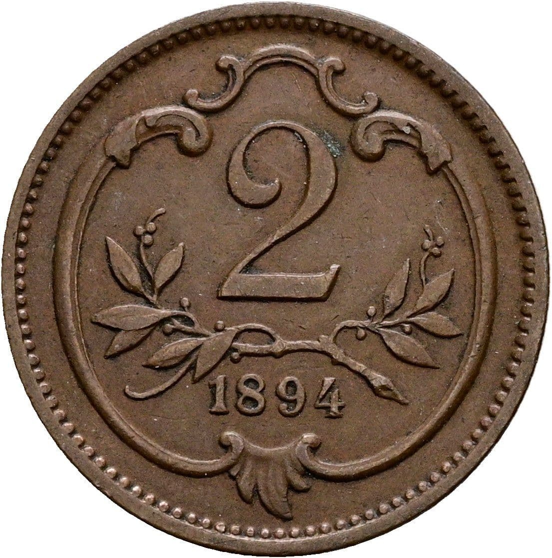 2 Heller Franz Joseph I. 1848-1916 1894 – Vorderseite