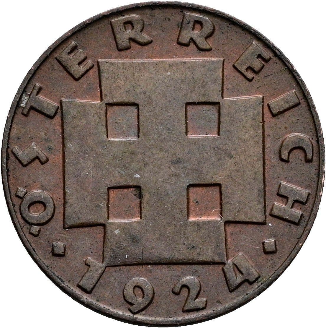 200 Kronen (= 2 Groschen) 1924 – Rückseite