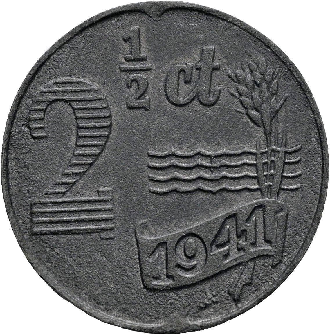 2 1/2 Cent Wilhelmina 1890-1948 1941 – Vorderseite