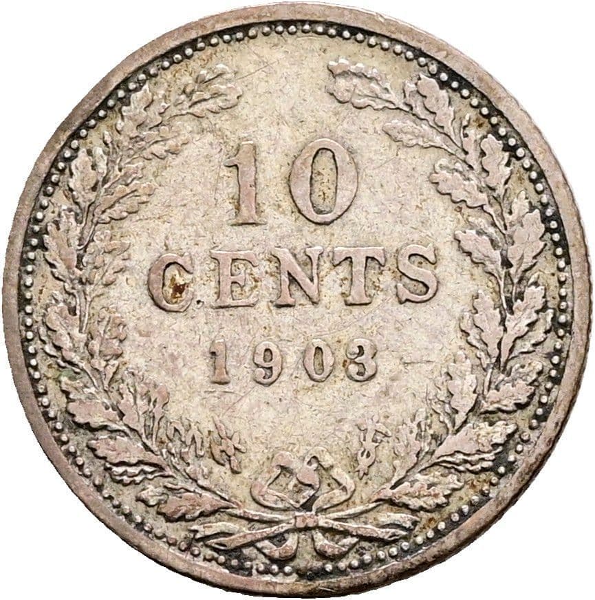 10 Cents Wilhelmina 1890-1948 1903 – Rückseite