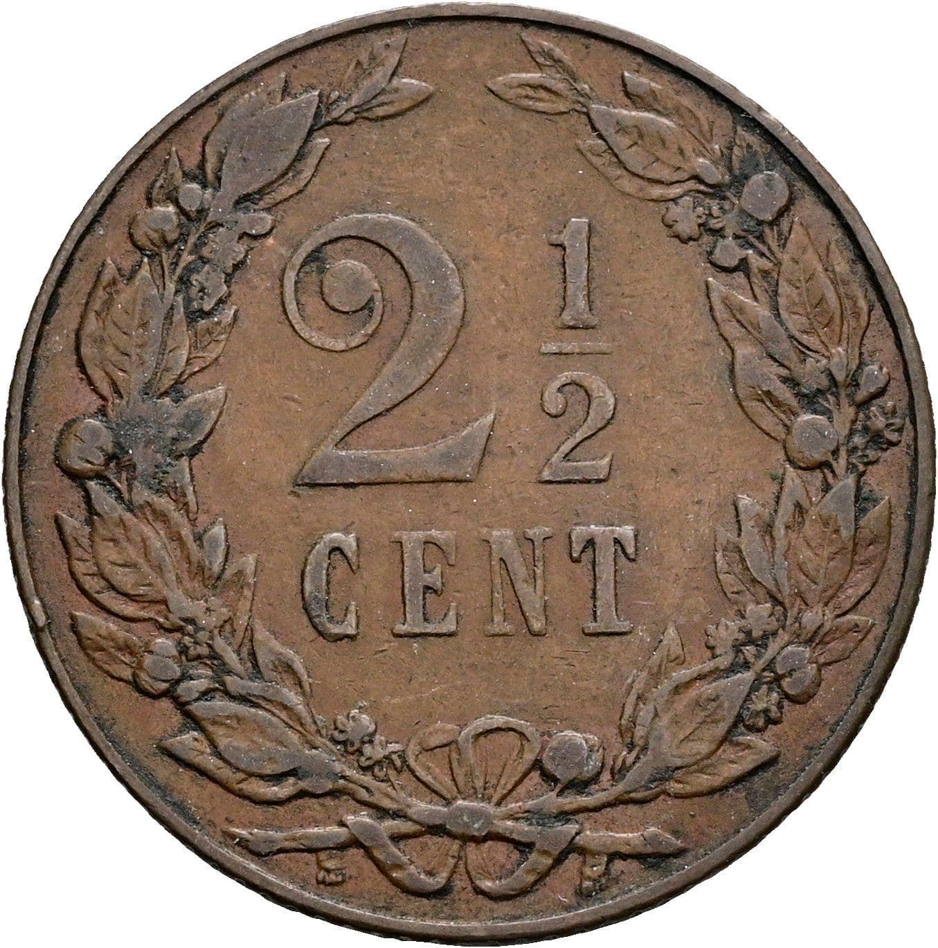 2 1/2 Cent Wilhelmina 1890-1948 1904 – Vorderseite