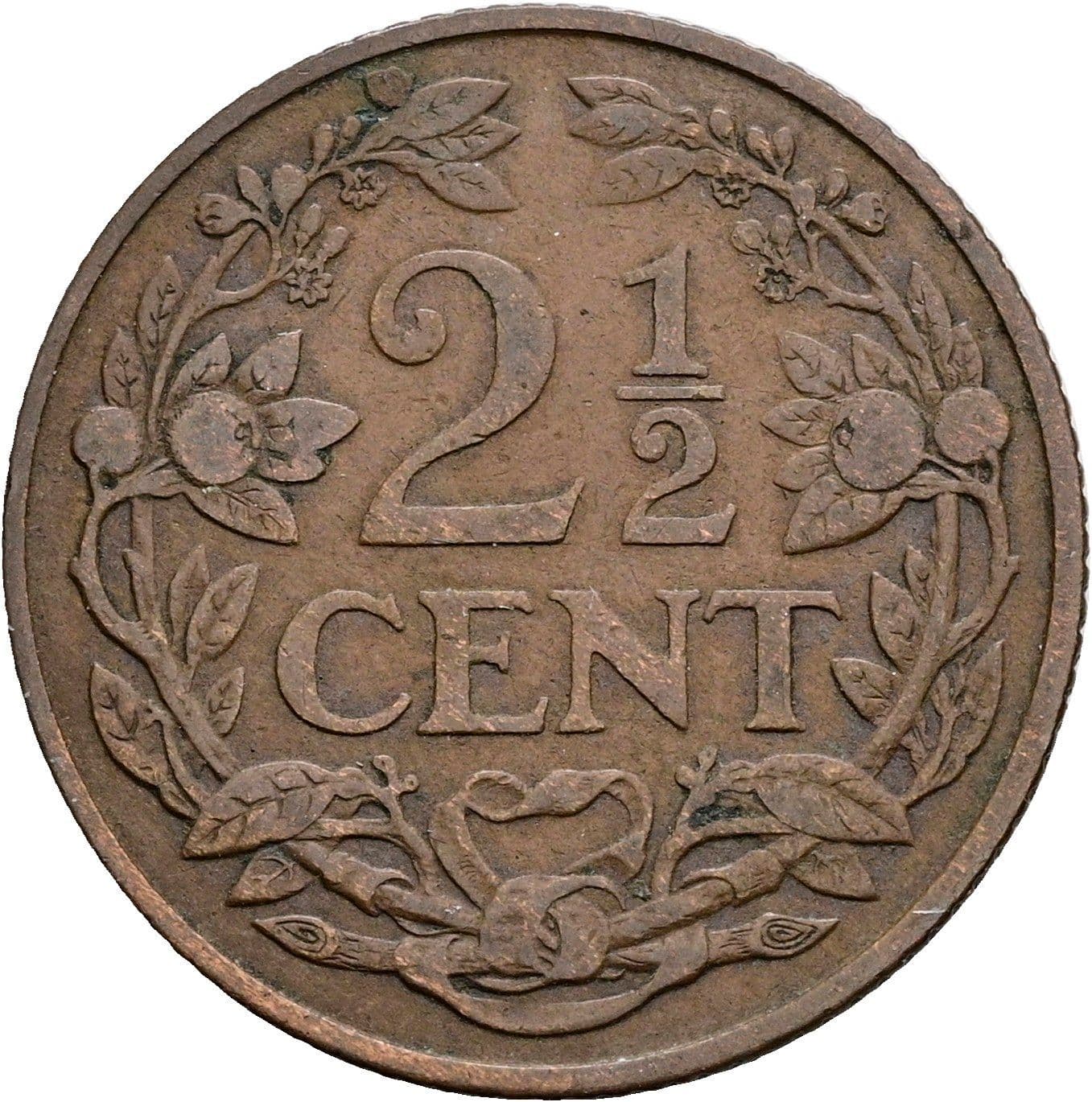2 1/2 Cent Wilhelmina 1890-1948 1916 – Vorderseite