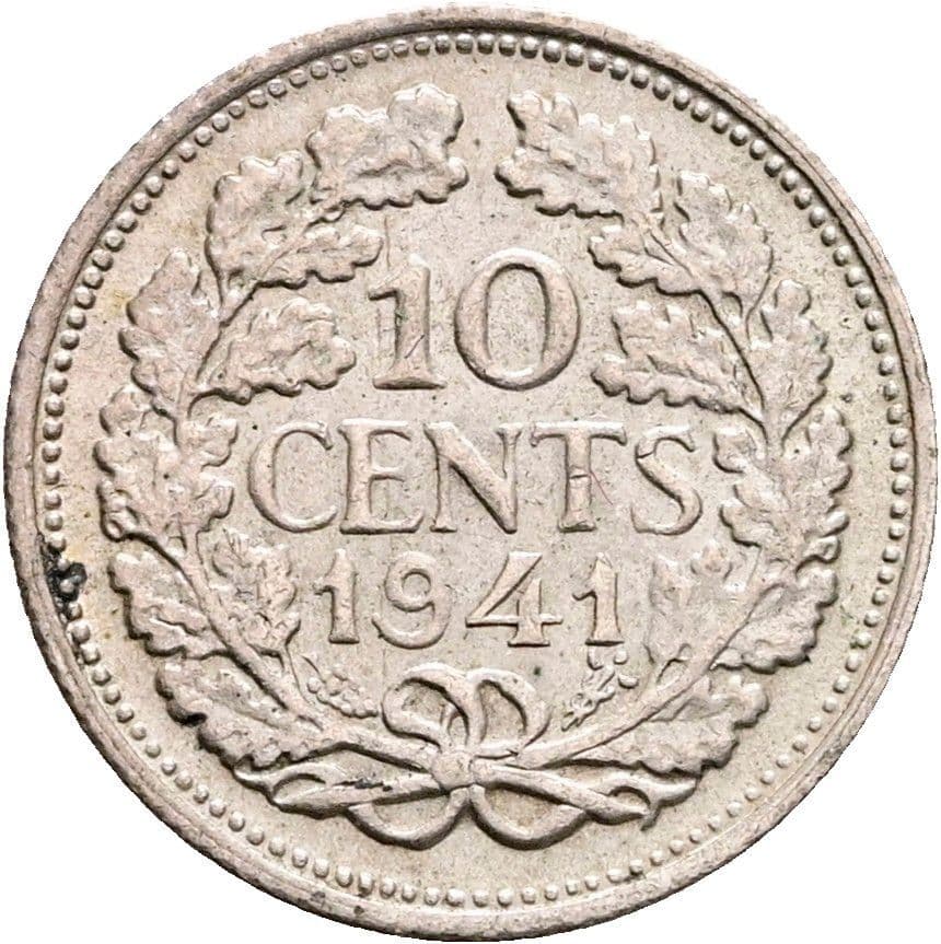 10 Cents Wilhelmina 1890-1948 1941 – Rückseite