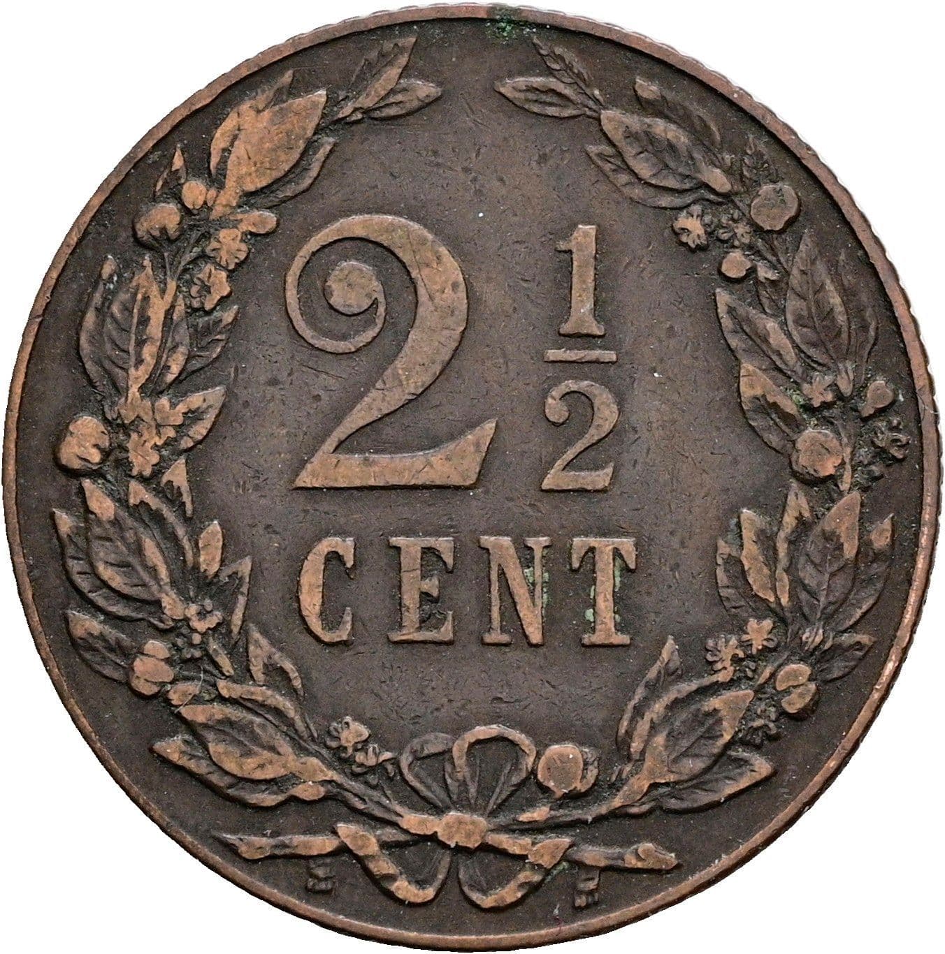 2 1/2 Cent Wilhelmina 1890-1948 1905 – Vorderseite