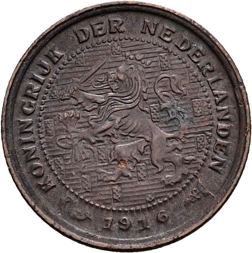 1/2 Cent Wilhelmina 1890-1948 1916 – Rückseite