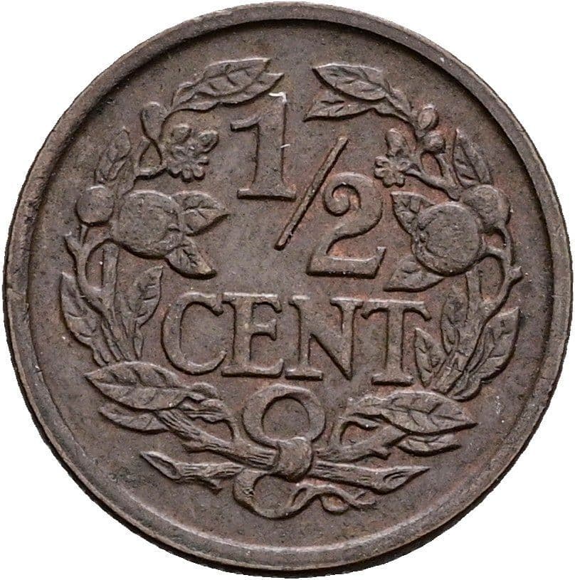 1/2 Cent Wilhelmina 1890-1948 1940 – Vorderseite