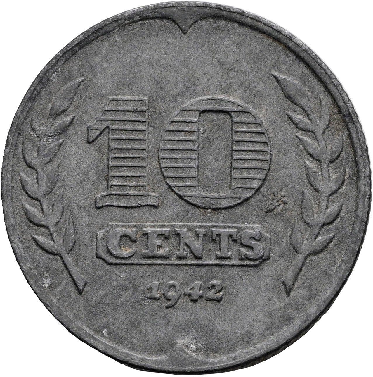 10 Cents Wilhelmina 1890-1948 1942 – Rückseite