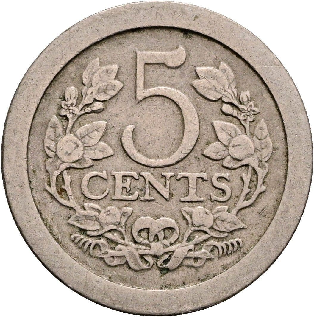 5 Cents Wilhelmina 1890-1948 1908 – Vorderseite