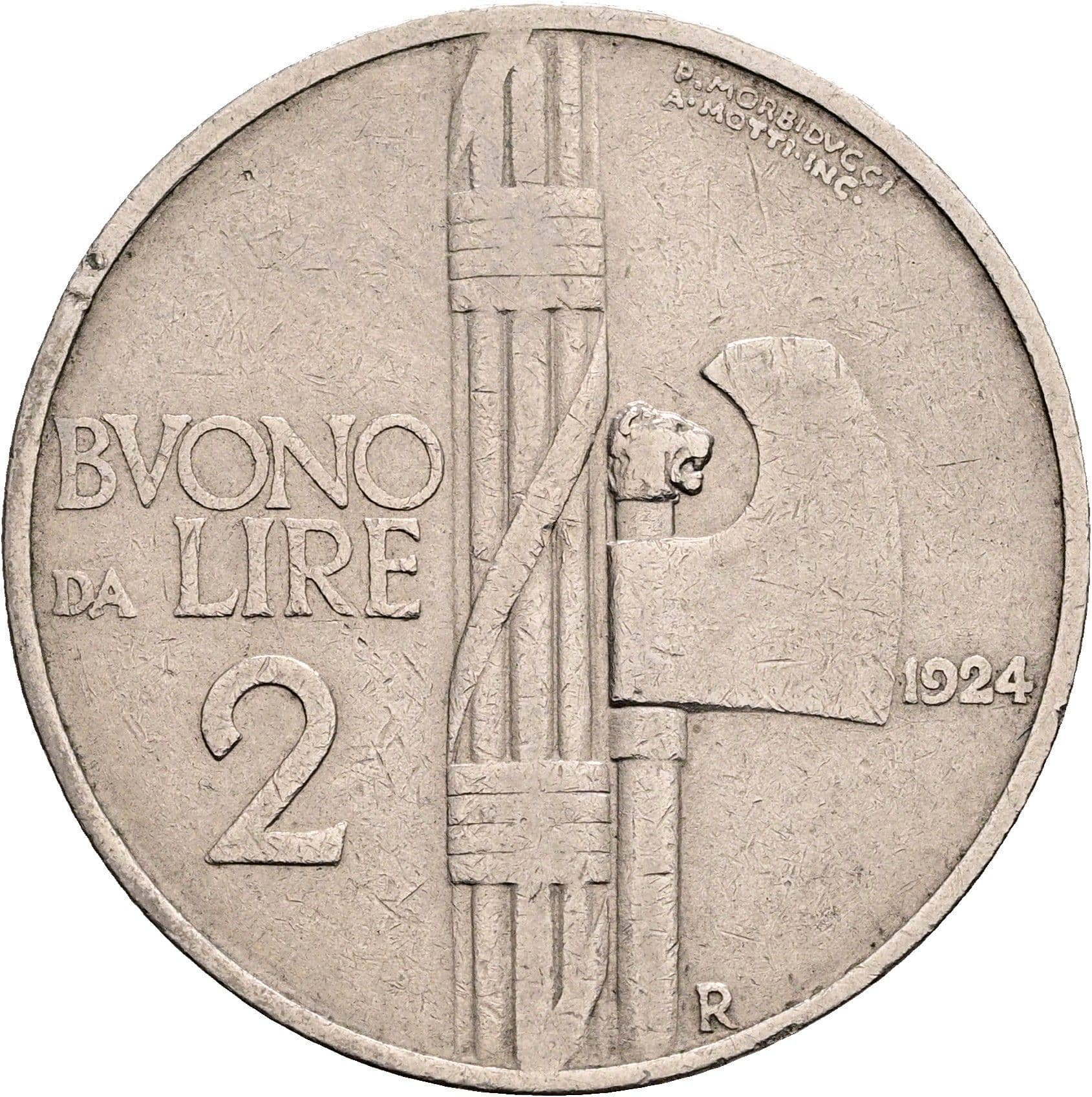 2 Lire Vittorio Emanuele III. 1900-1946 1924 – Vorderseite