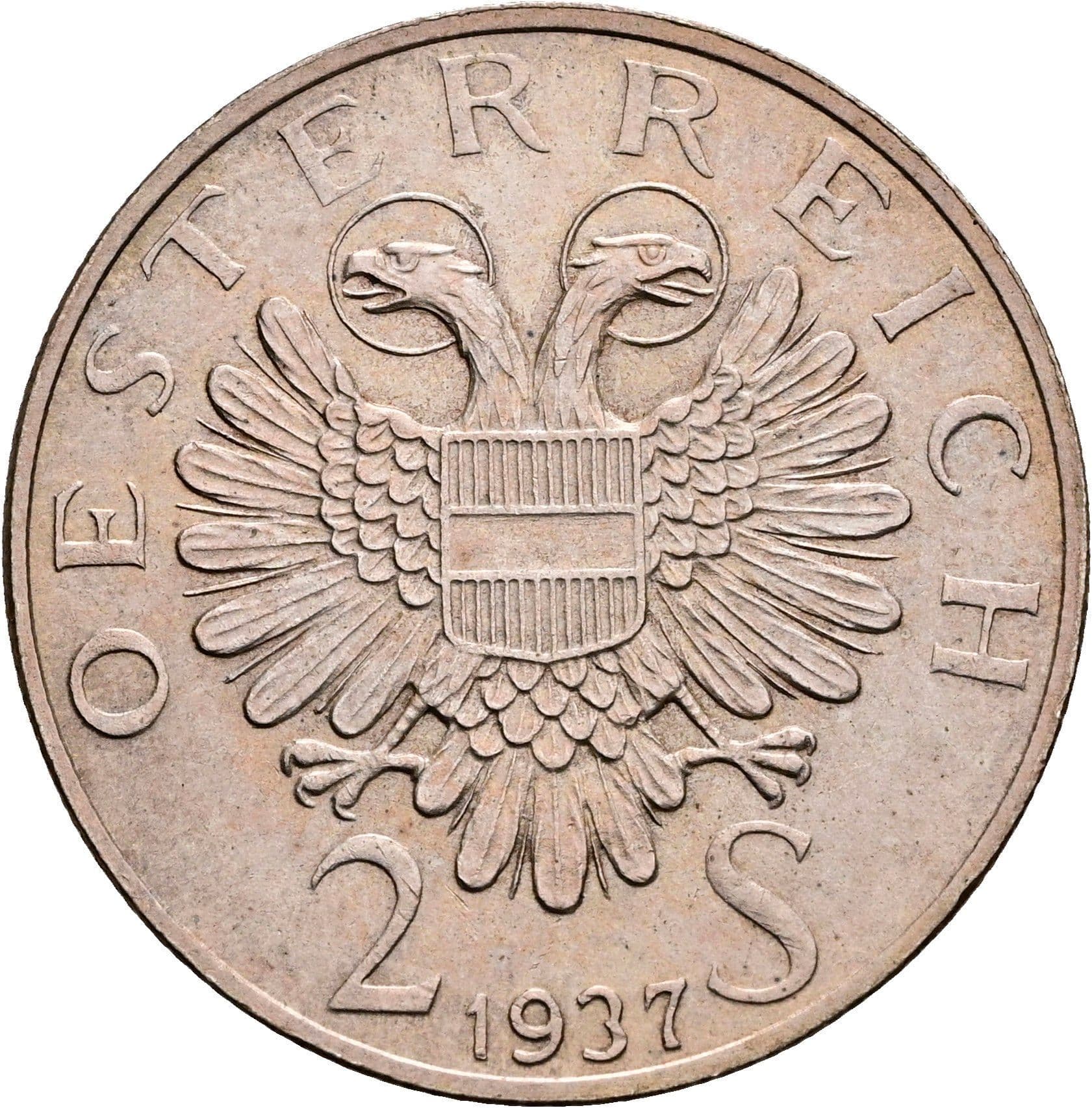2 Schilling 1937 – Rückseite