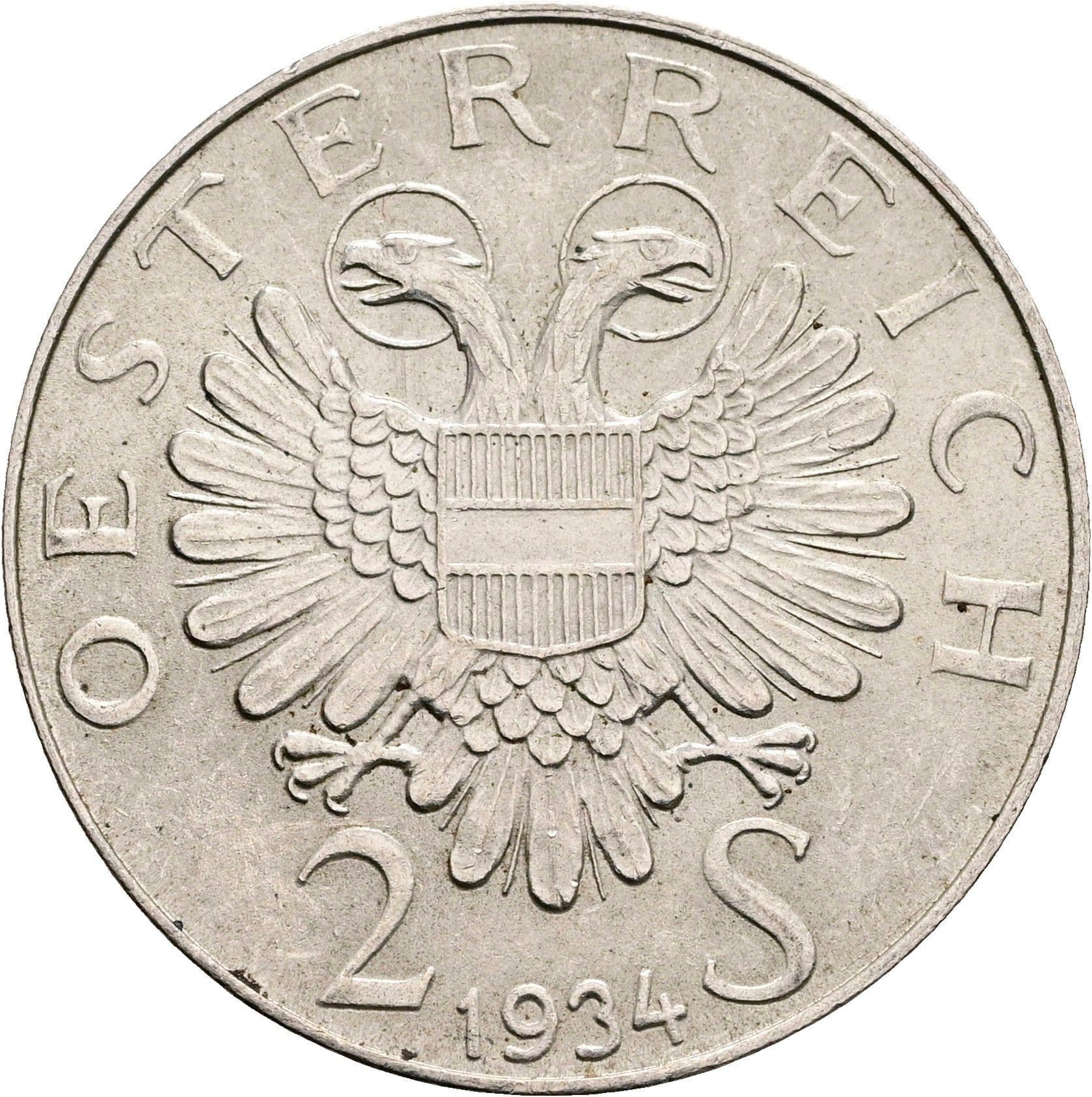 2 Schilling 1934 – Rückseite