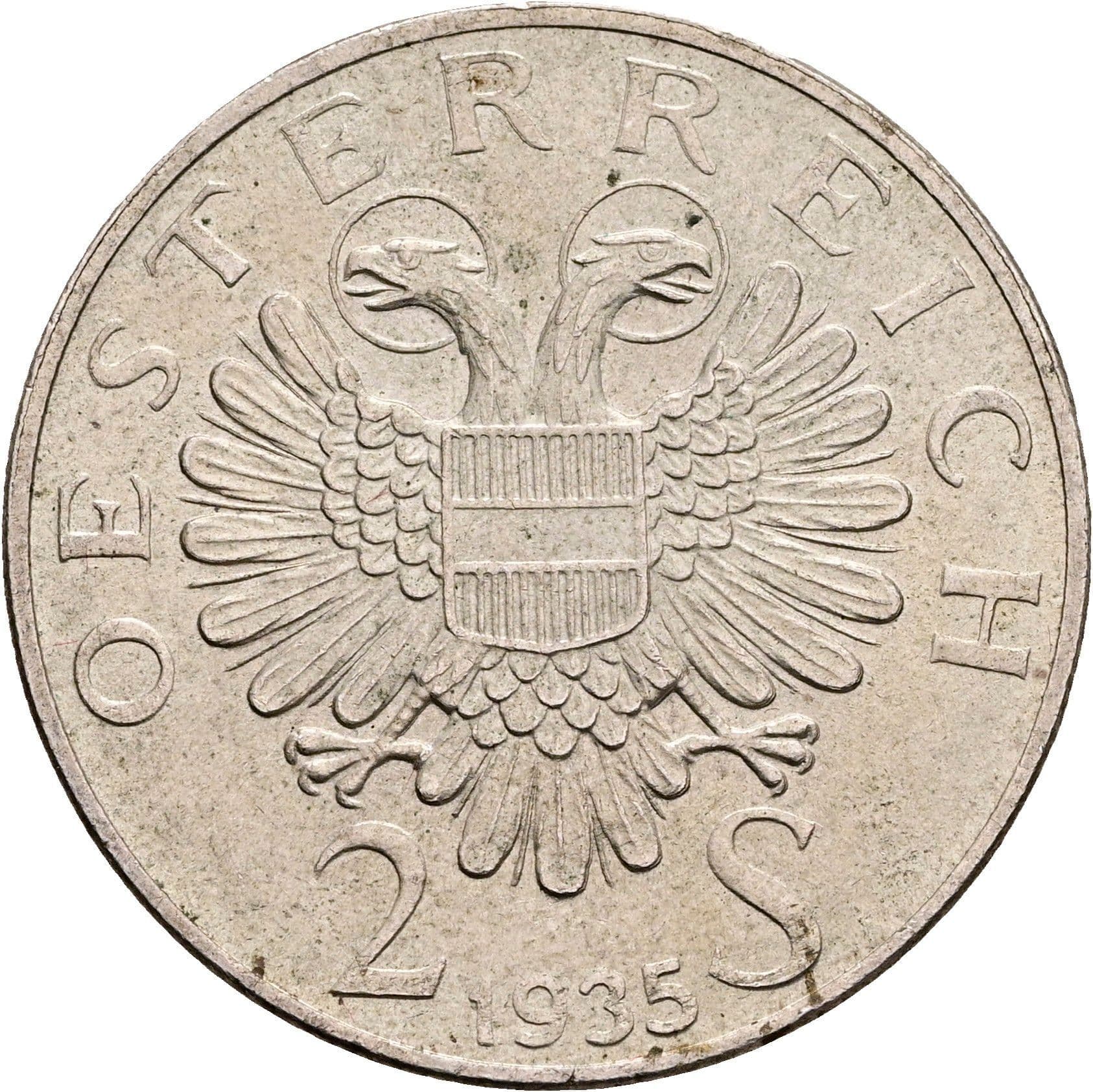 2 Schilling 1935 – Rückseite