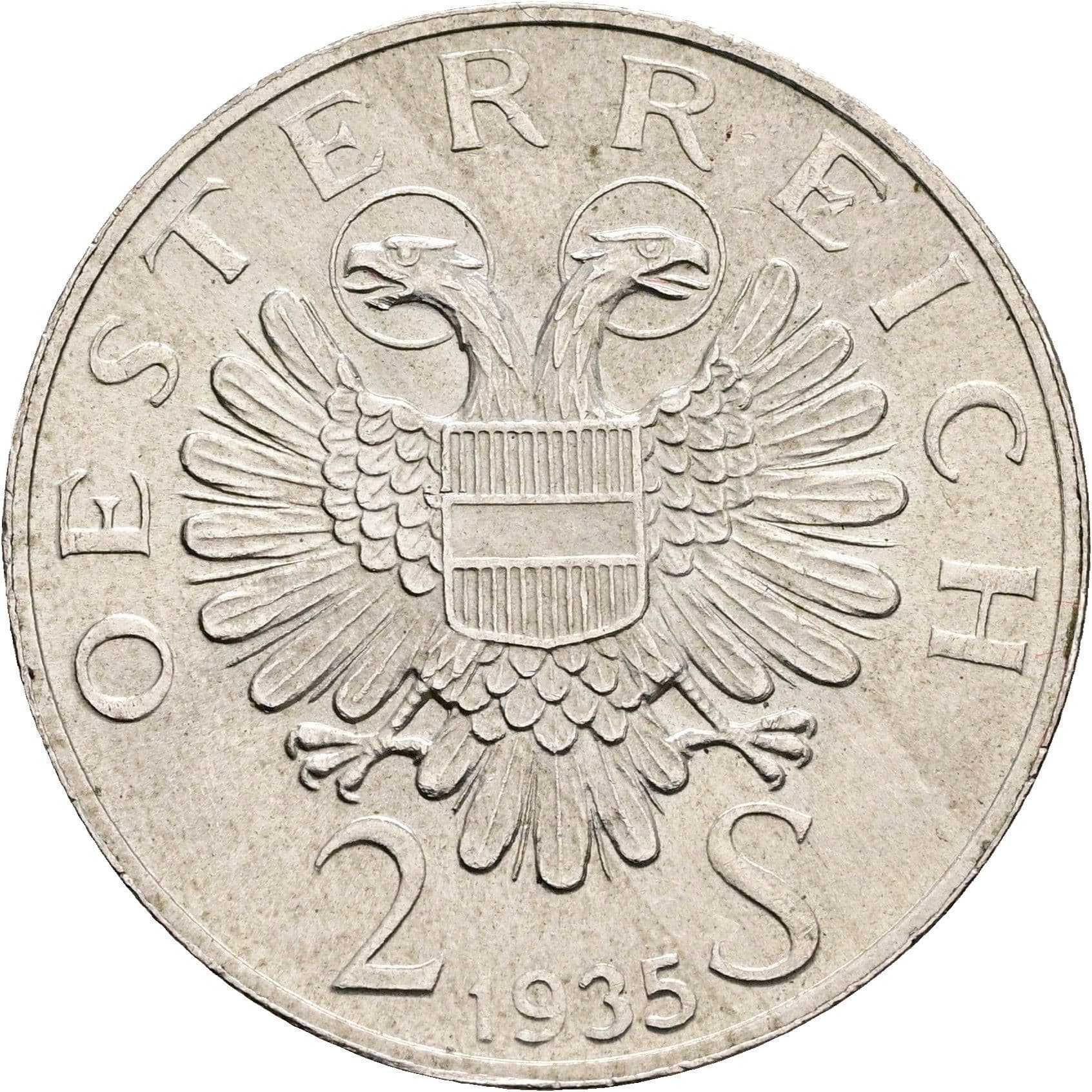 2 Schilling 1935 – Rückseite