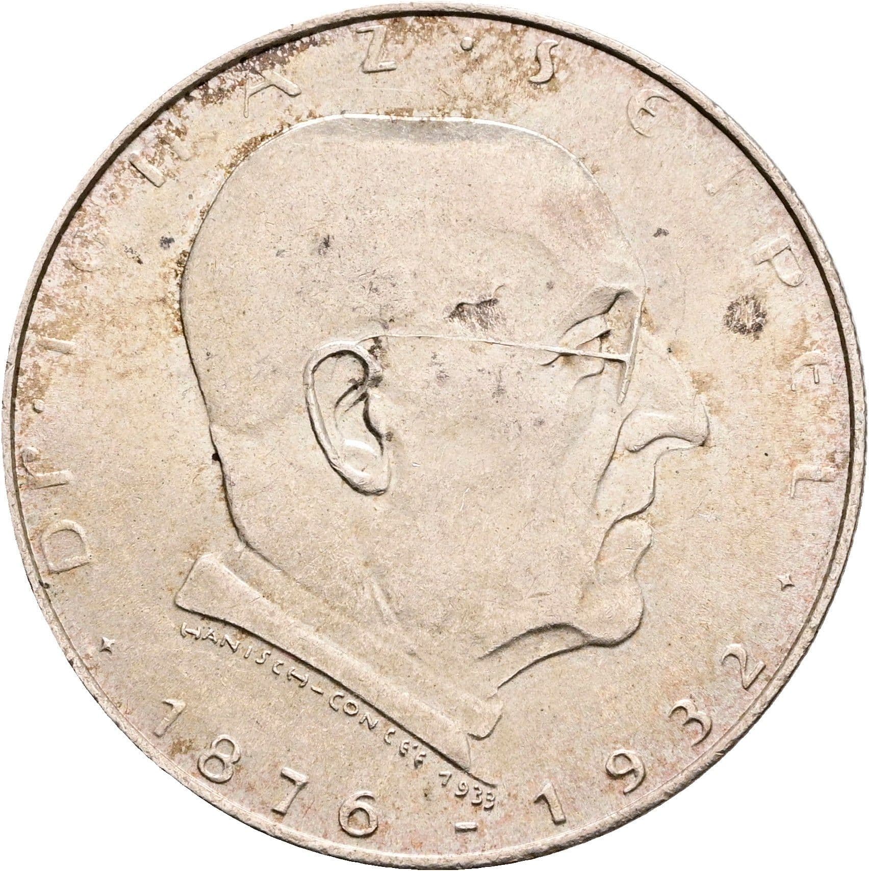2 Schilling 1933 – Rückseite