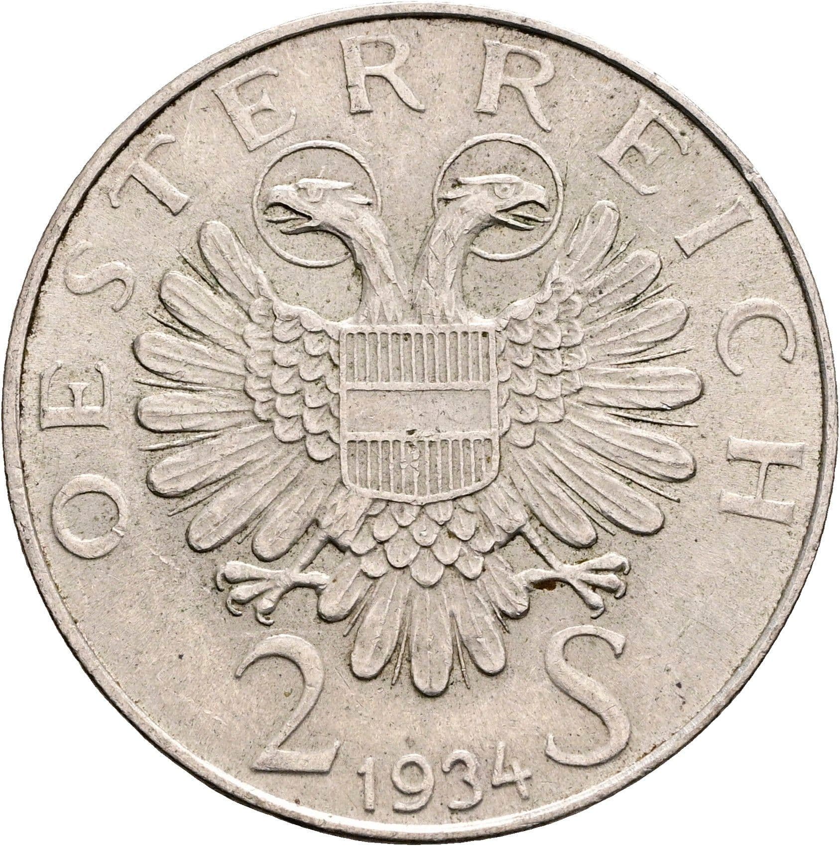 2 Schilling 1934 – Rückseite