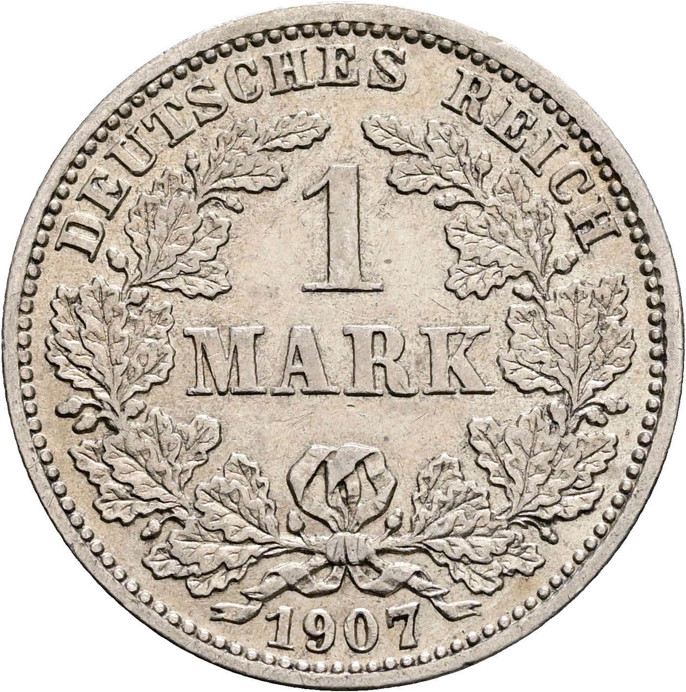 1 Mark 1907 J – Vorderseite
