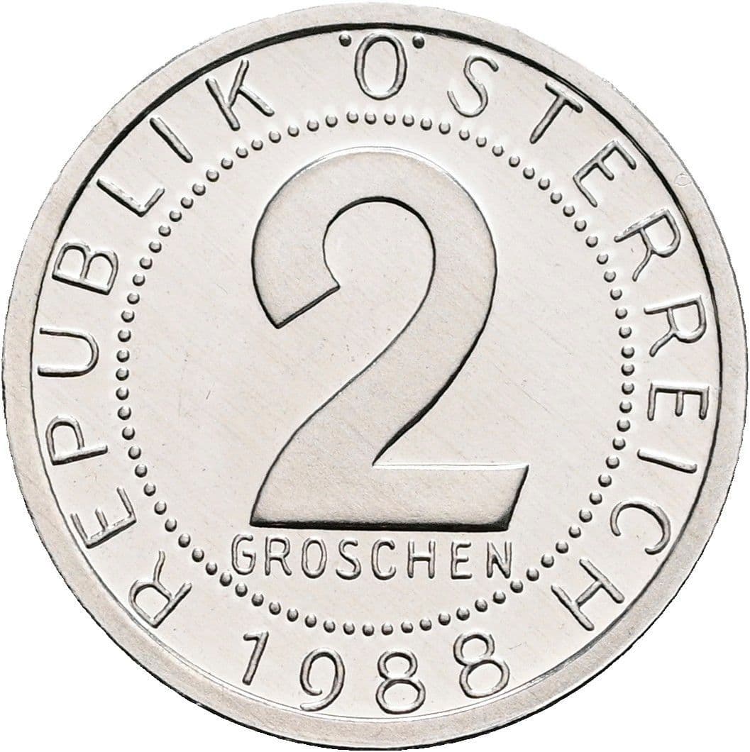 2 Groschen 1988 – Vorderseite