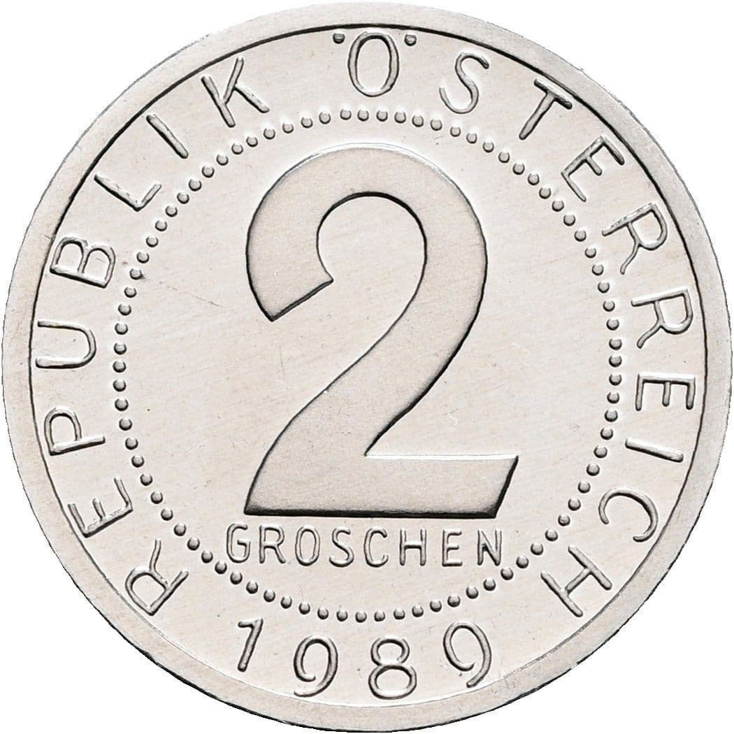 2 Groschen 1989 – Vorderseite