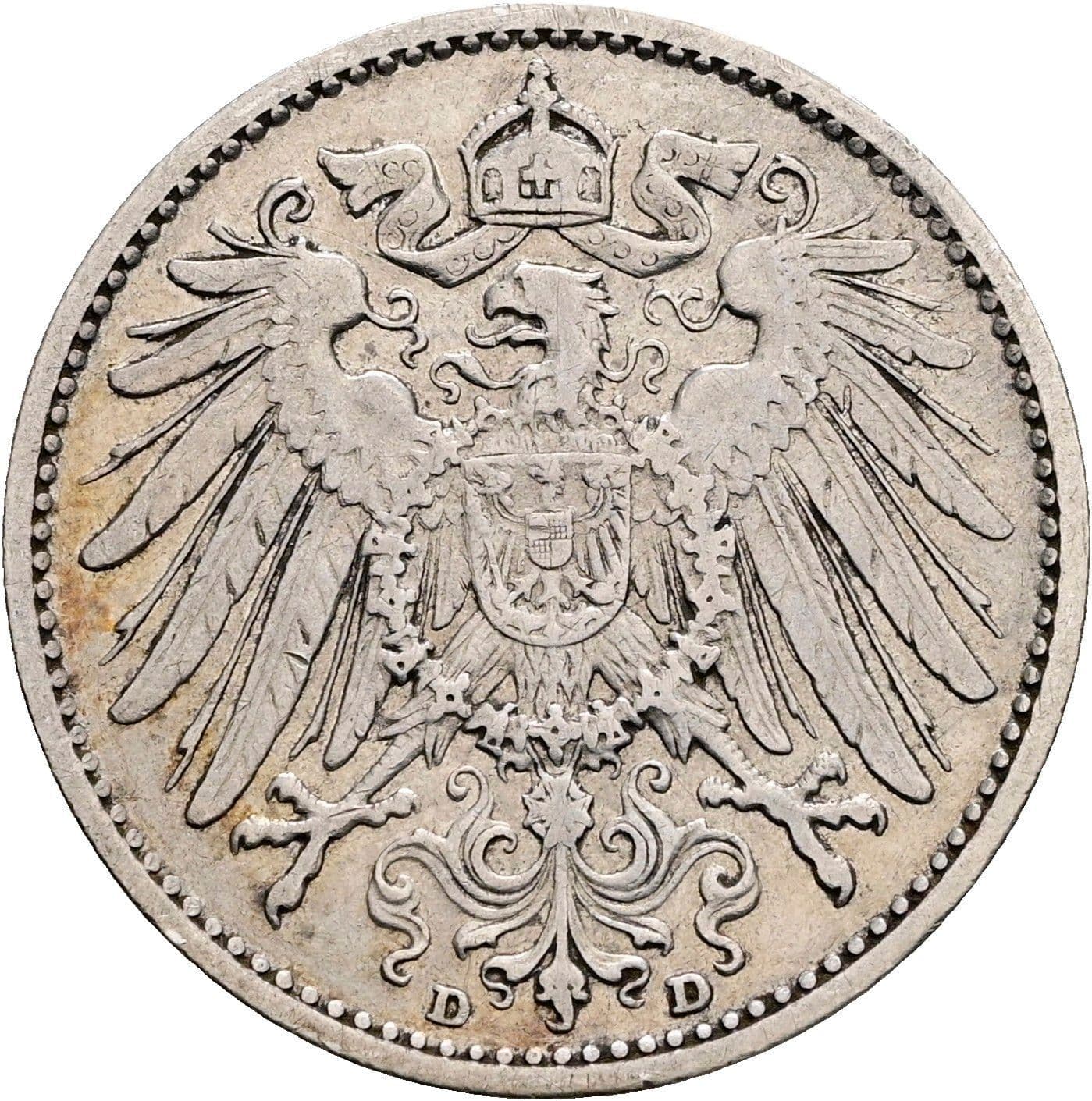 1 Mark 1902 D – Rückseite