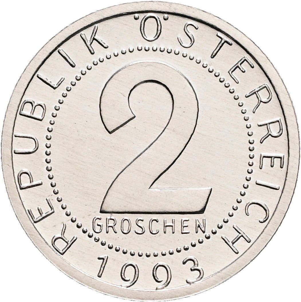 2 Groschen 1993 – Vorderseite