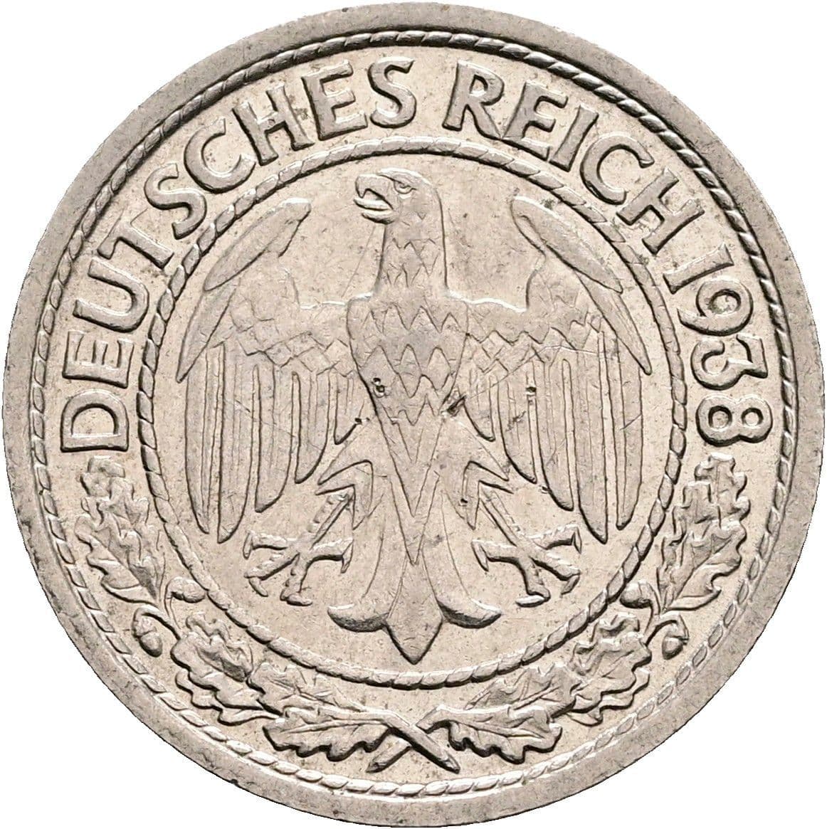 50 Reichspfennig 1938 J – Rückseite