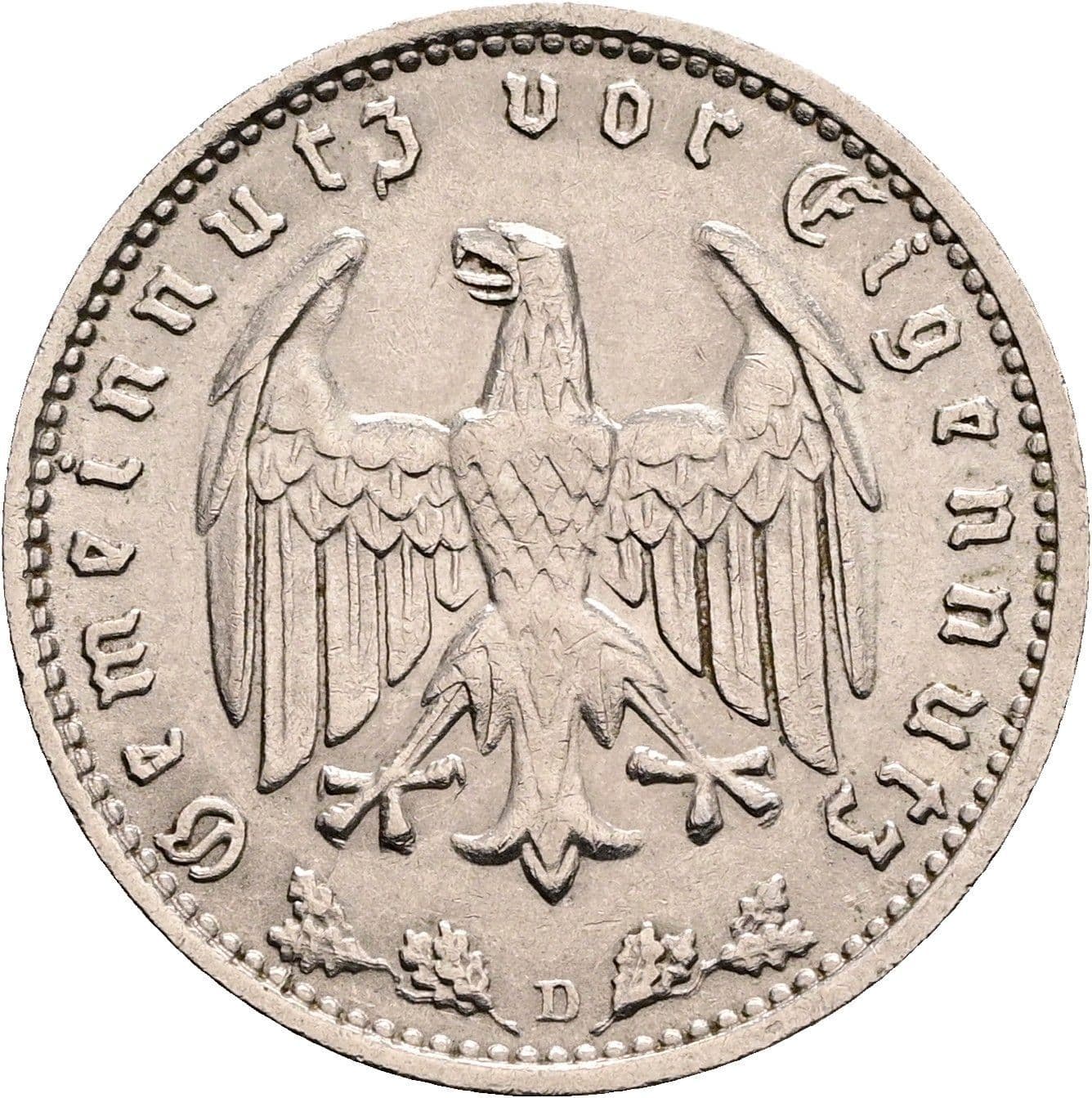 1 Reichsmark 1933 D – Rückseite