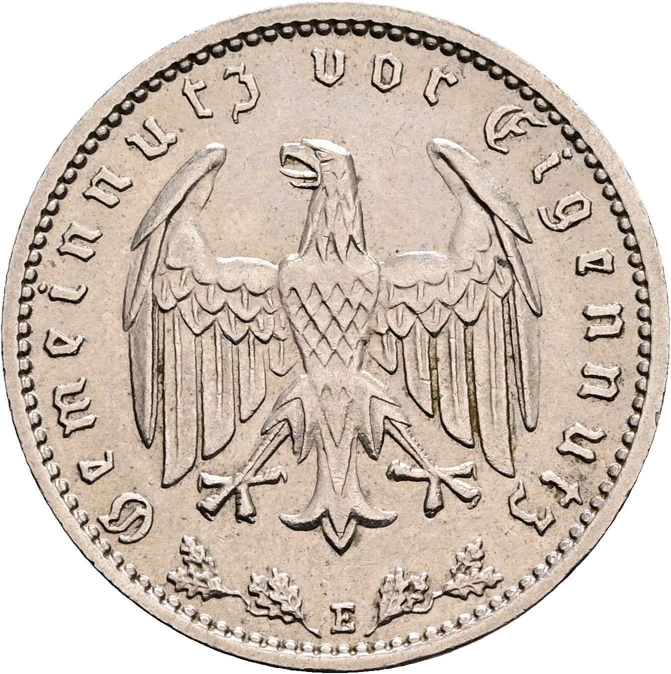 1 Reichsmark 1938 E – Rückseite