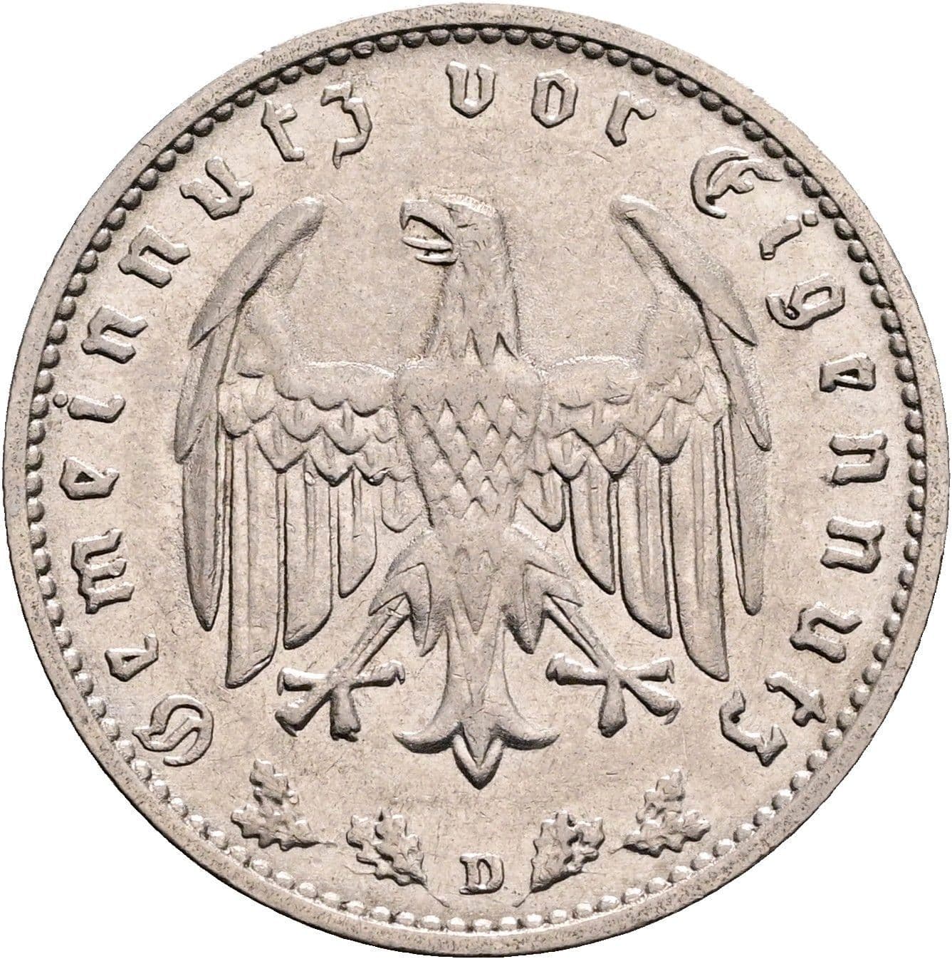 1 Reichsmark 1937 D – Rückseite