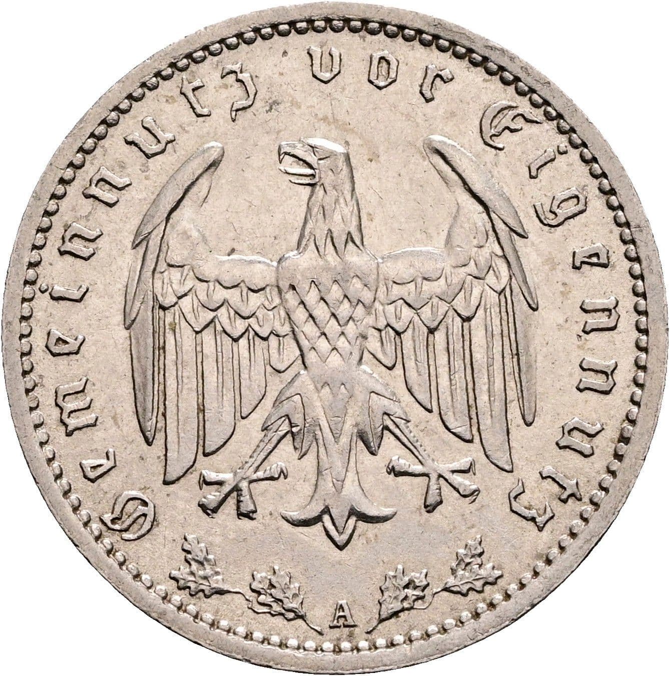 1 Reichsmark 1938 A – Rückseite