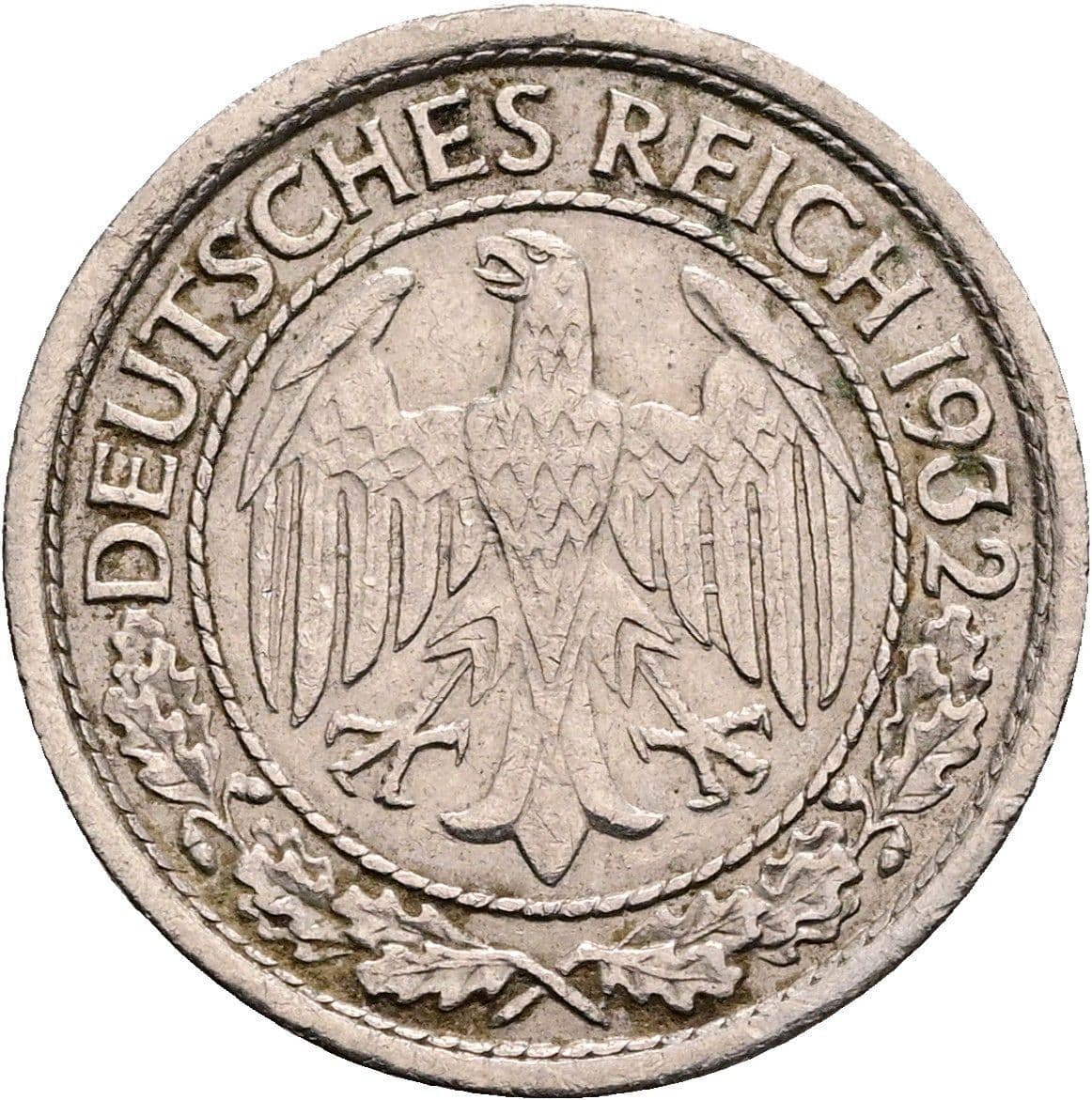 50 Reichspfennig 1932 E – Rückseite